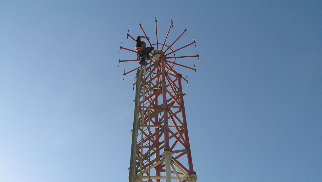 Installing radio direction finder antenna at 68m