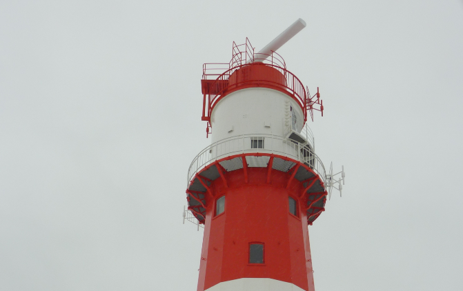 Radar scanner on lighthouse