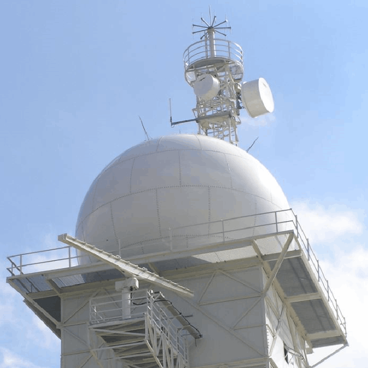 Radome and standard scanner at Finisterre along with radio direction finder and microwave links